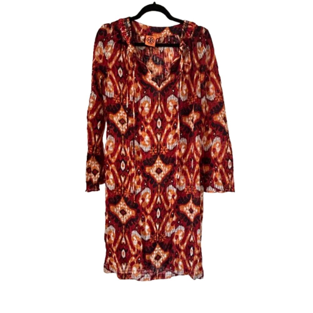 Tory Burch Silk Blend Ikat Print Tunic Dress 6